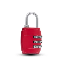 Combination Lock for Luggage and Travel - Secure Metal Password Padlock with 4-Digit Code (Red)