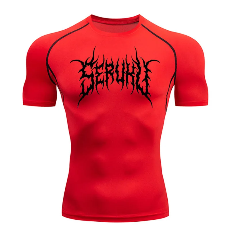 Compression Sports Shirt Short Sleeve Men Fitness T-Shirt Summer Running Quick Drying Top Gym Workout Bodybuilding