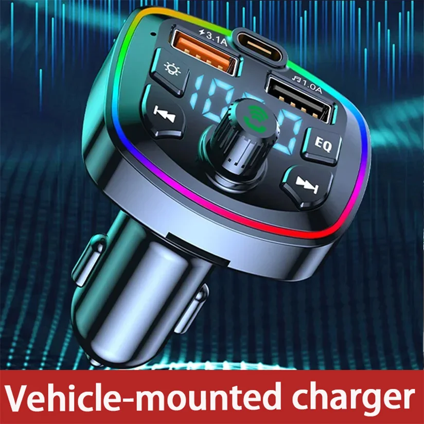 Car Charger VIKEFON Q7 Bluetooth Car FM Transmitter Wireless Hands Free Mp3 True 3.1A Dual USB Port PD Charging