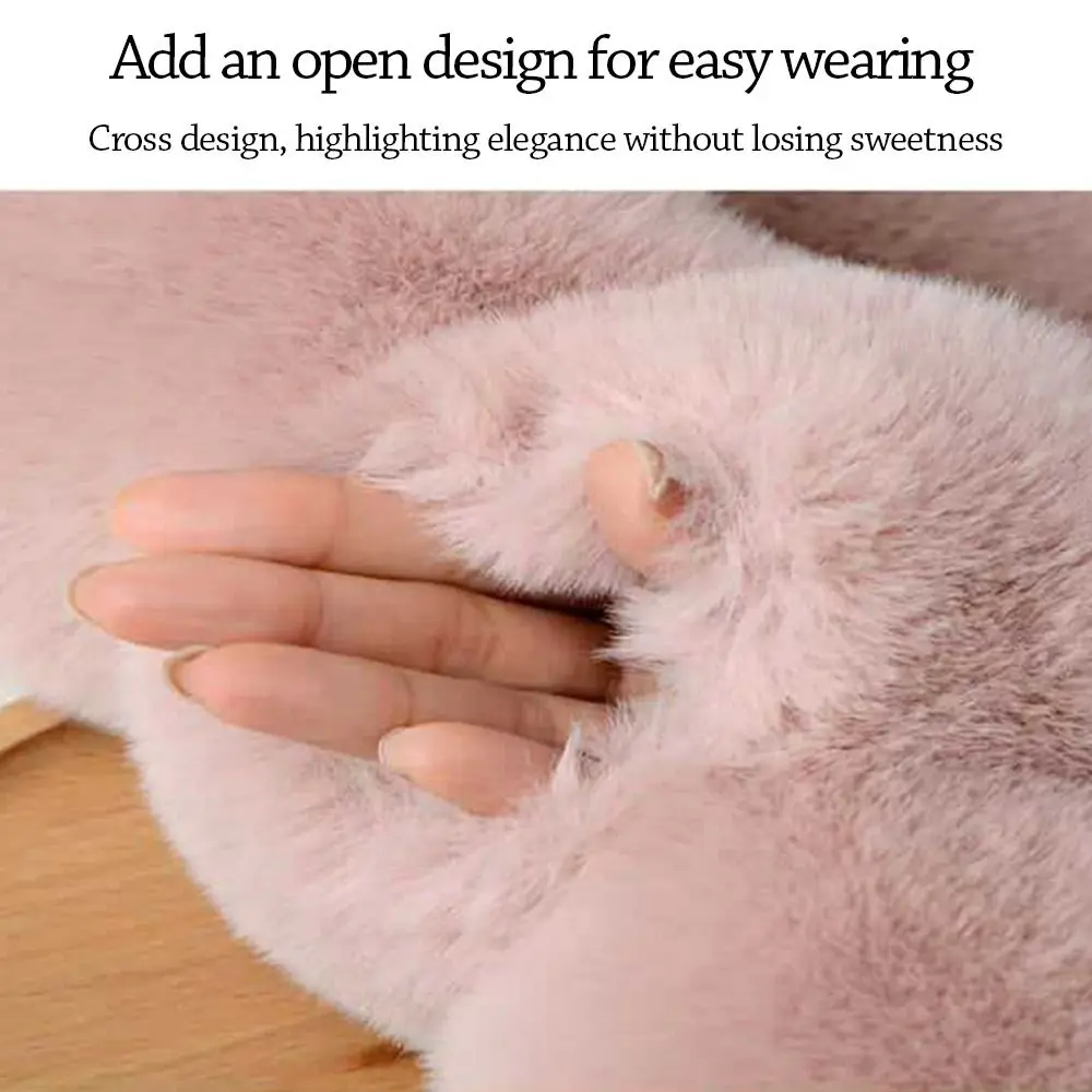 Warm Faux Fur Winter Scarf Soft Plush Shawl for Women