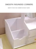 1pc Square Makeup Organizer Mirror Dresser， 360° Rotating Large Capacity Cat Ears Makeup Mirror with Stylish Storage Box - Perfe 4