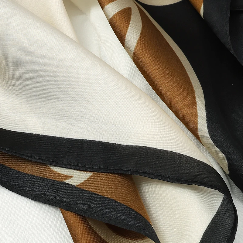 Mode 70*70cm Frauen drucken Satin Seide quadratischen Schal Schal Design Luxus Dame Sonnenschutz Kopftuch vielseitige Wickel Bandana – Detail 6