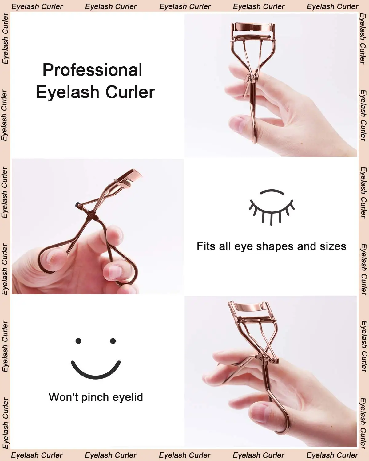 Eyelash Curlers Eyebrow Brush Kit for Women w Lash Curler, Eyelash Comb Seperator, Mascara Brushes, Extension Tweezers,