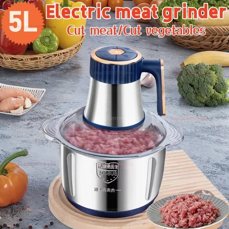 5L Electric Meat Grinder Stainless Steel Household Large Capacity Food Crusher Slicer Mixer Mincer Baby Food Processor Machine