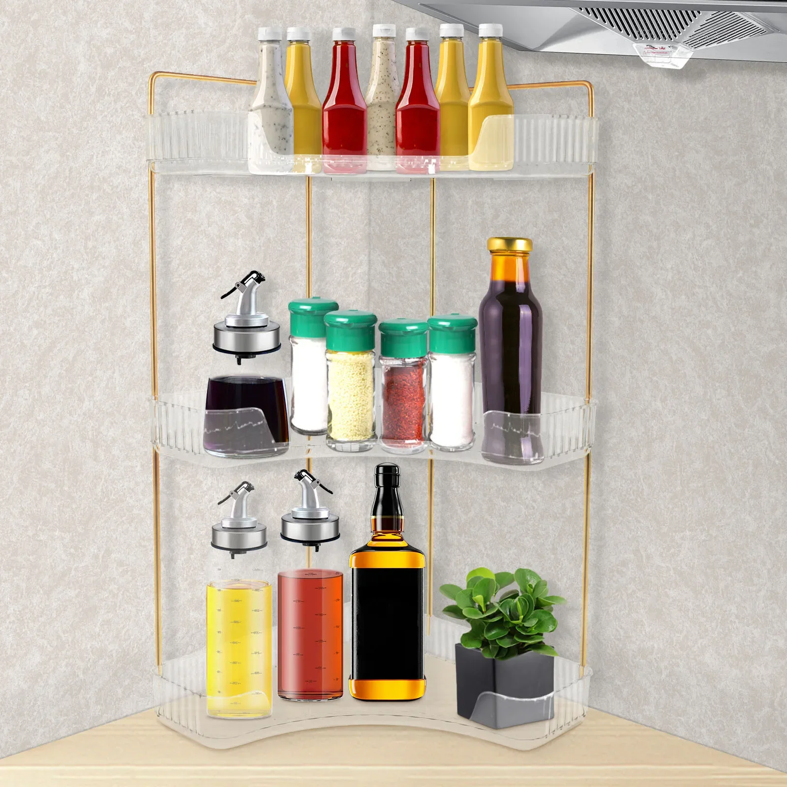 3 Layers Makeup Organizer Corner Desktop Cosmetic Rack Bathroom Clear Perfume Skin Care Product Storage Rack Multipurpose 4