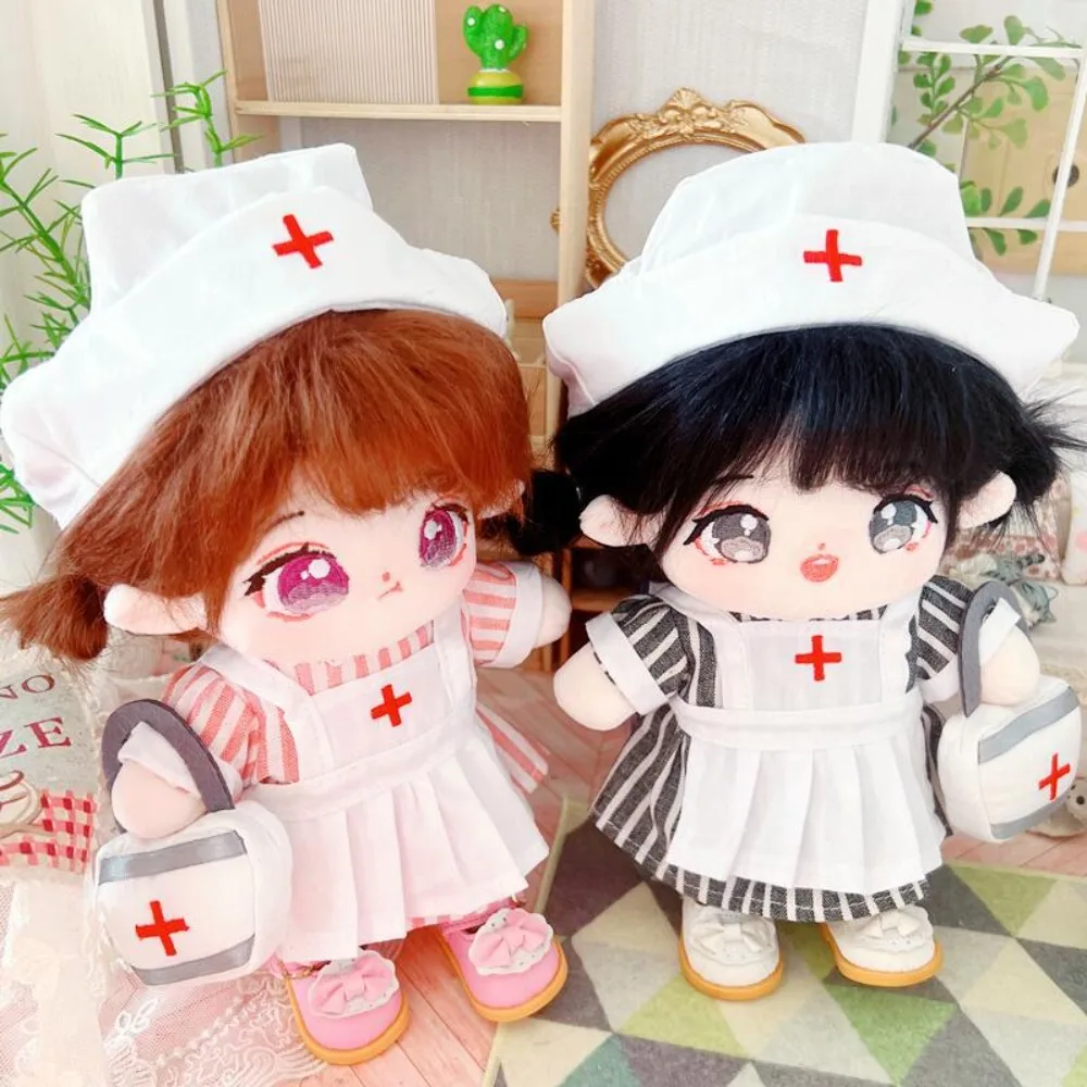 Nurse Dress Set 20CM Cotton Clothes Replacement Princess Shoes Stuffed Suit Outfit Mini Clothes Accessories