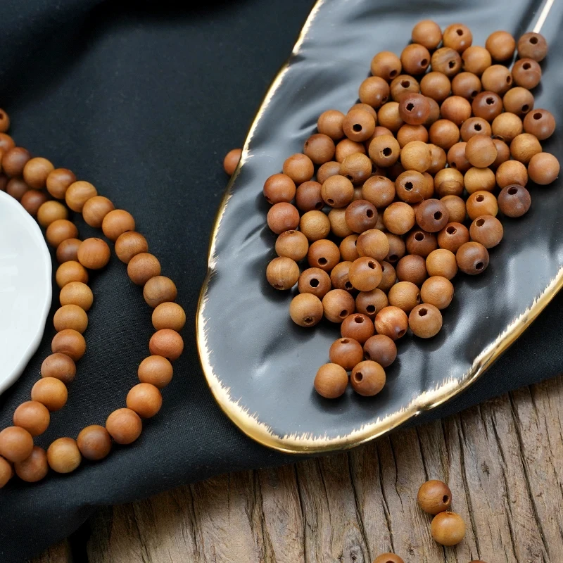 

Natural Date Wood Beads for Jewelry Smooth Brown Wood Grain Loose Wood Beads 8 mm DIY Bracelet Rosary 100pcs