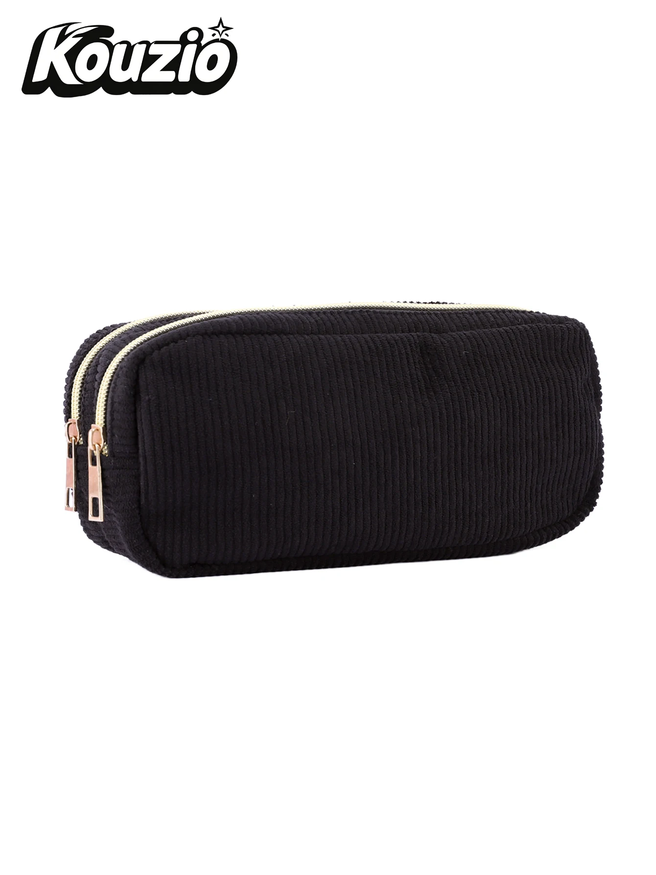 Aesthetic Solid Color Corduroy Pencil Case - Double Zipper Large Capacity Stationery Organizer
