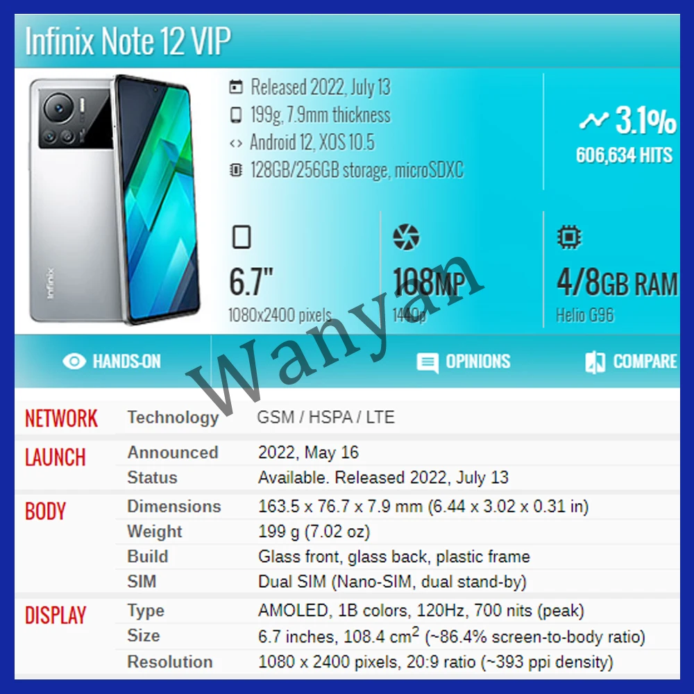 Original For Infinix Note 12 VIP X672 LCD Display Touch Screen Digitizer  Replacement Parts