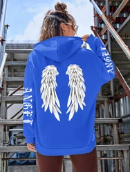Angel Wings Printed Women's Casual Hoodie - Warm & Comfortable Fashion Classic - S (Blue)