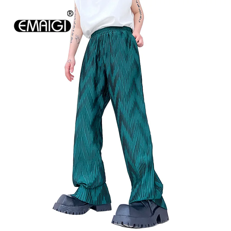 

Men Summer Loose Casual Pleats Wide Leg Pants Women Streetwear Fashion Hip Hop Sport Trousers Jogger Sweatpants Mens Pants