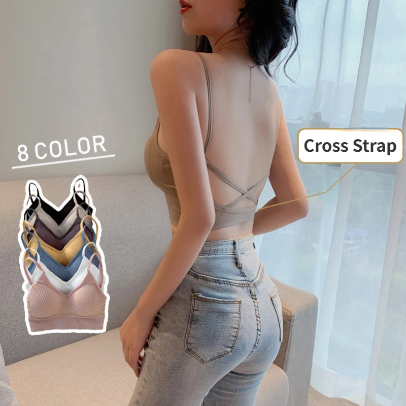 

Cross Strap Beauty Back Lingerie with Chest Wrap, Bra Without Steel Ring, Backless Bandeau Top