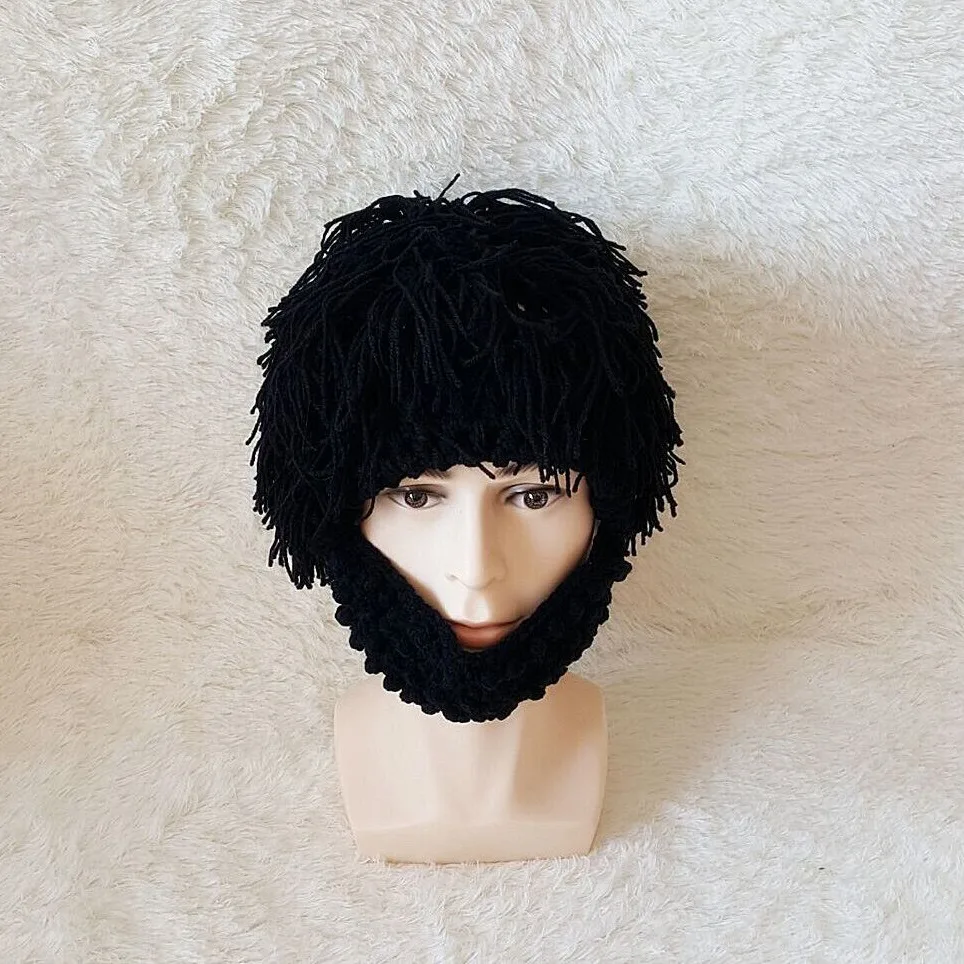 Funny Children Hat Big Mustache Cosplay Wig Cap Winter Warm Crochet Knitted Designer Hats and Caps for Kids Boys