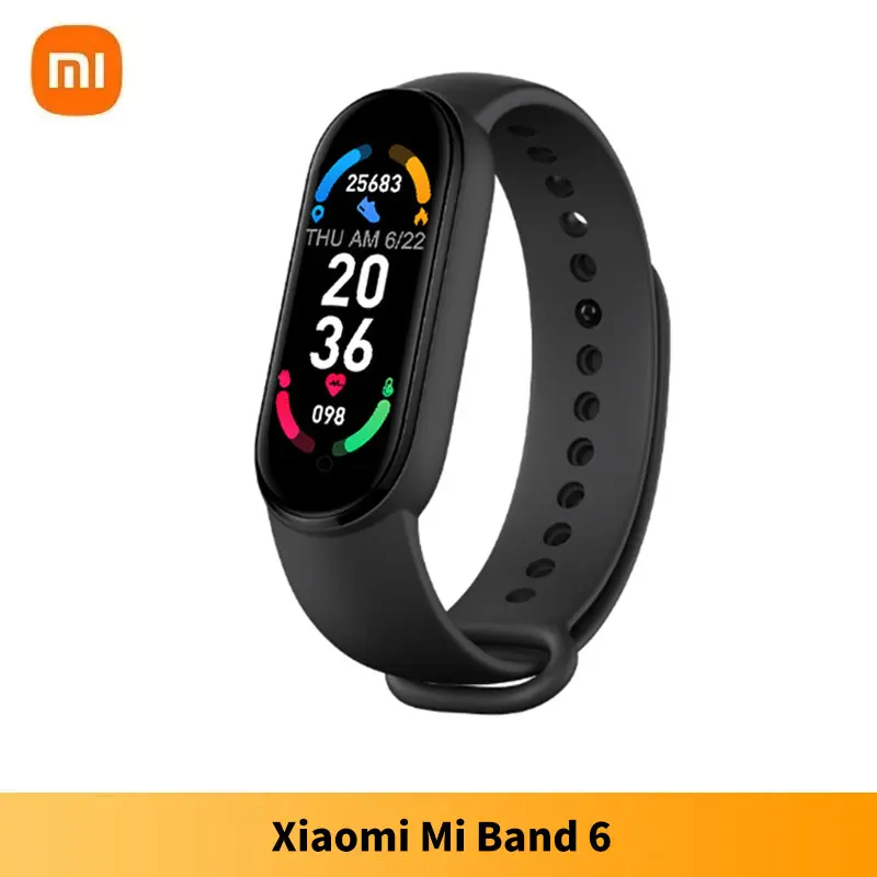 

Xiaomi Mi Band 6 Smart Bracelet 1.56" AMOLED Screen Miband 6 Blood Oxygen Fitness Traker Bluetooth ATM Waterproof Smart Band