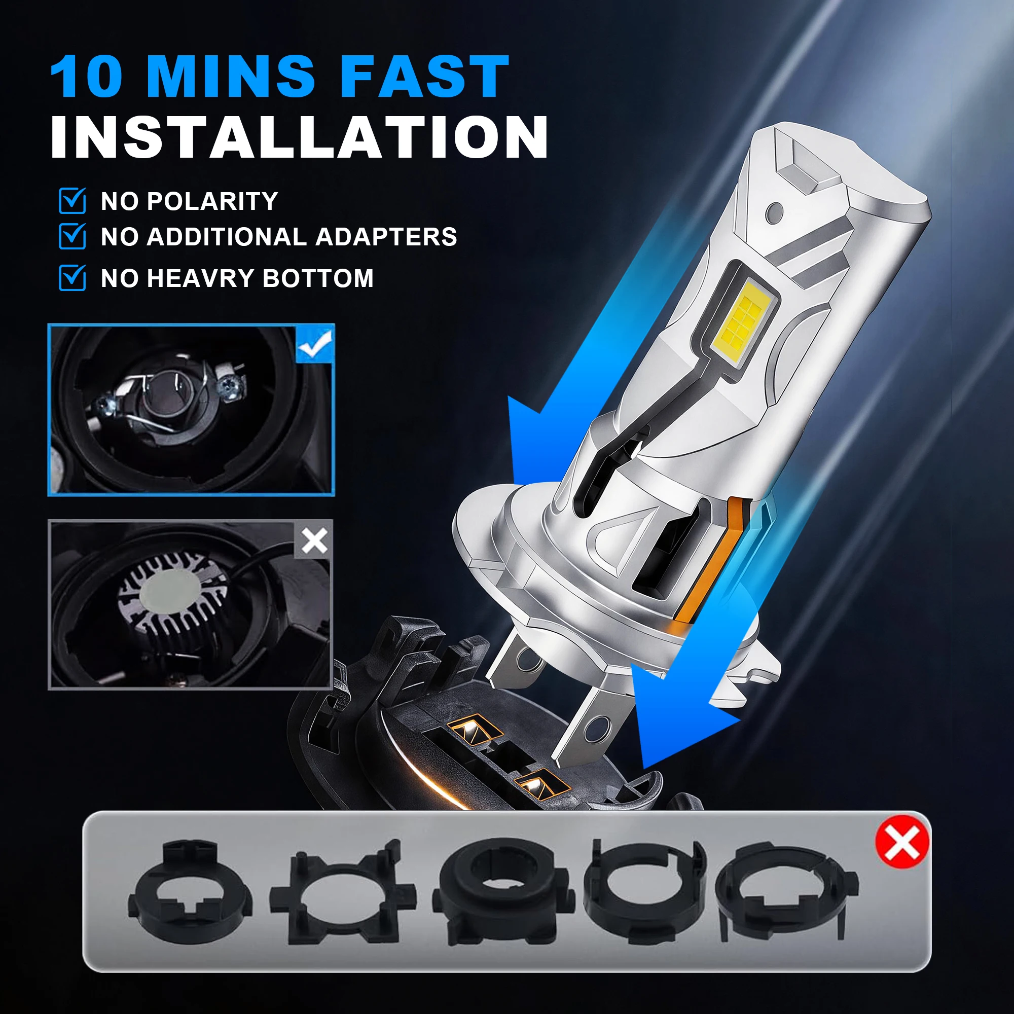 H7 Led CANBUS 헤드라이트 전구 20000LM 슈퍼 브라이트 무선 터보 팬 다이오드 조명 자동차용 앰플 LED H7 자동차 안개등