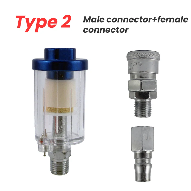 Air Oil Water Separator Filter Kit for 1/4 Inch Compressor Spray Paint Gun Water Trap Clear Painting