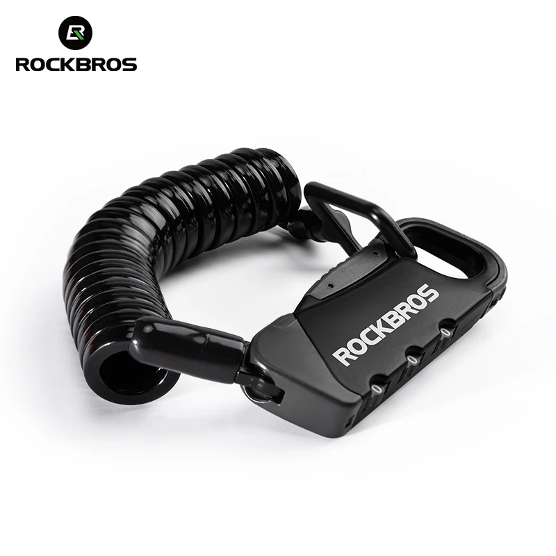 ROCKBROS Bicycle Cable Lock 3-Digit Combination Password Mini Lock Portable Lightweight Anti-theft Helmet Lock Bike Accessories