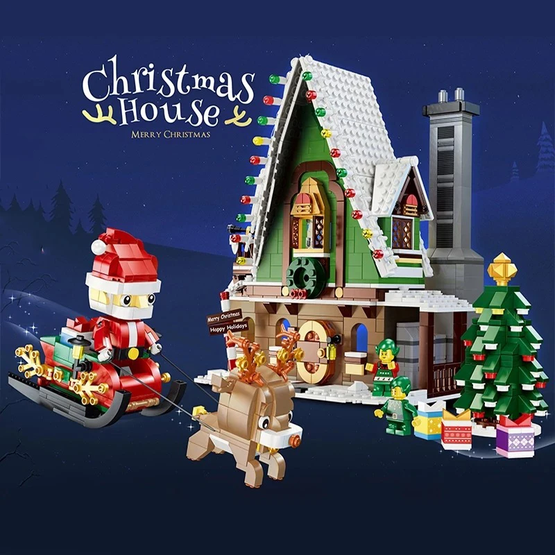 1452pcs Christmas House Building Blocks Claus Tree Carriage Playmobil 10275 Winter Snow Castle Gift New Toys - Blocks - AliExpress