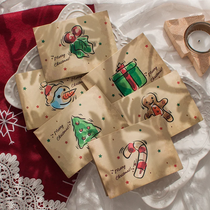 Vintage Merry Christmas Greeting Cards with Envelopes and sticker Holiday Greeting Cards Assortment Christmas Card Set