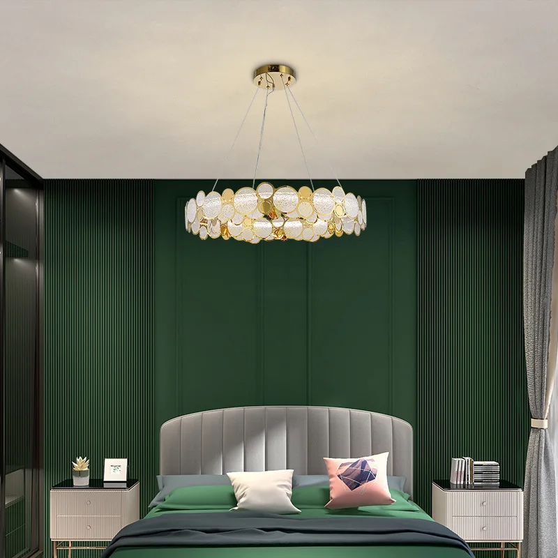 

Light Luxury Master Bedroom Pendant Lamp Modern Simple Crystal Creative Warmly Romantic Room and Living Room Led Chandelier