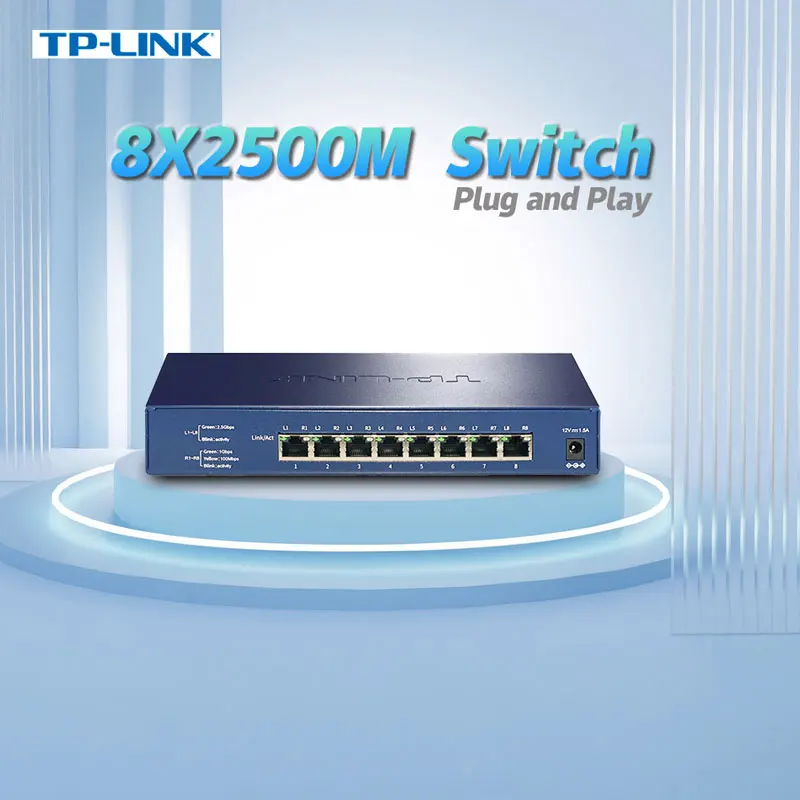 Tp-Link Switch Di Rete 2.5G Switch Ethernet 8 Porte 2500Mbps 2.5Gbps Switch Rj45 Switch Tl-Sh1008 Plug And Play