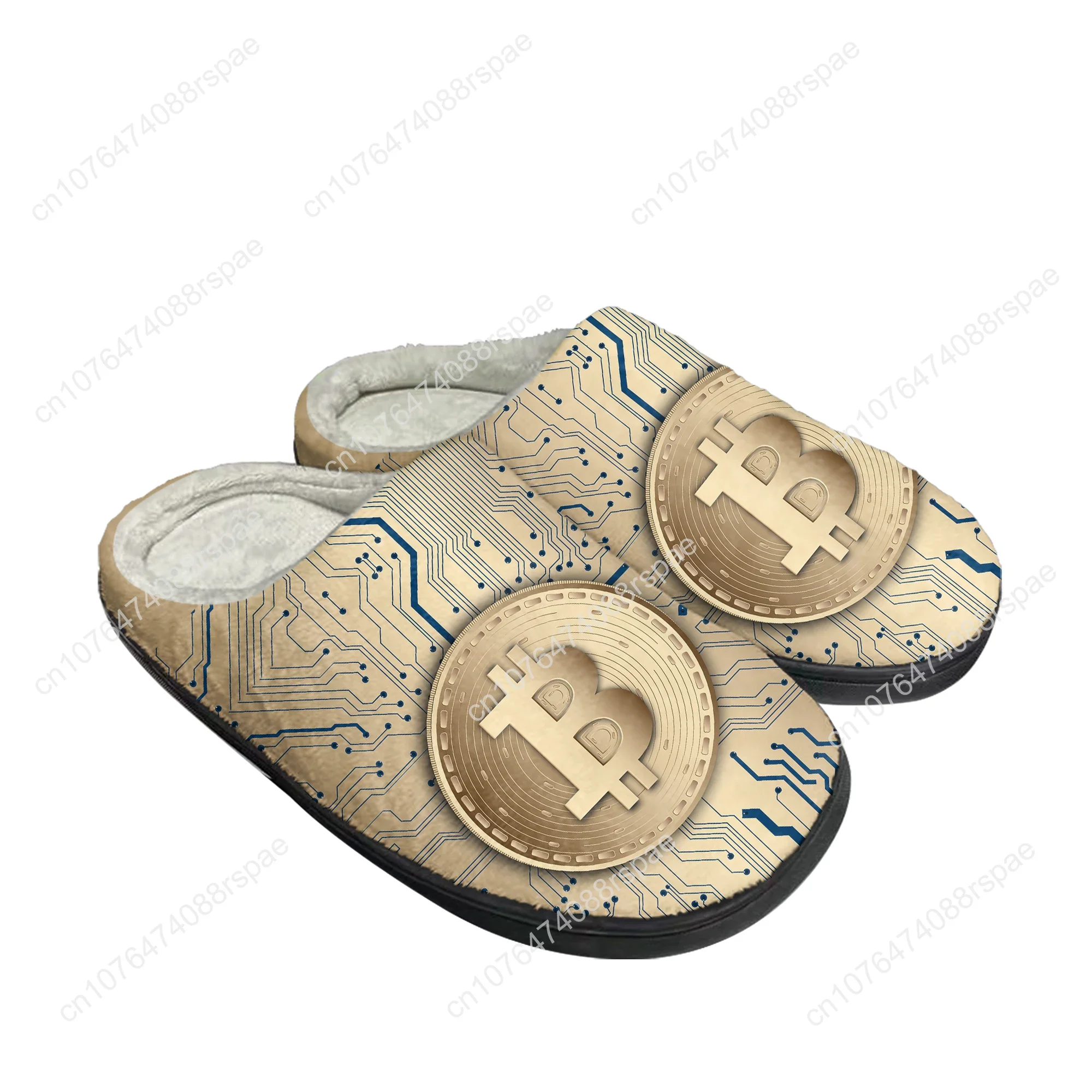 Bitcoin Cryptocurrency Miner BTC Home Cotton Custom Slippers Mens Womens Sandals Plush Casual Keep Warm Shoes Thermal Slipper