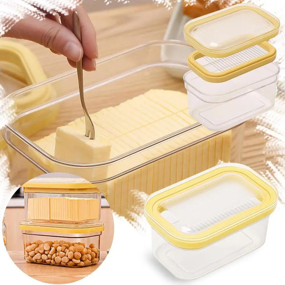 Description Picture 2 of itemRefrigerator Butter Dish Box With Lid Slicers Case Knife Gadget Kitchen Tool Fridge Storage Lid Cutter Slicing Cheese Board Sets