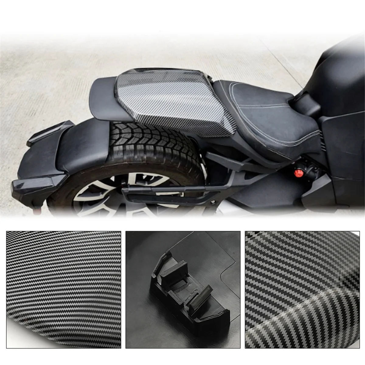 Carbon Fiber Pattern Motorcycle Seat Cowl for Can-Am Ryker All Models Ryke600-2025