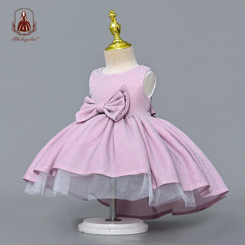 

Yoliyolei Shining Elegant Dress For Baby Girl Cute Bow Princess Dress Children Kids Party Evening Prom Gown Spring Fall Clothes