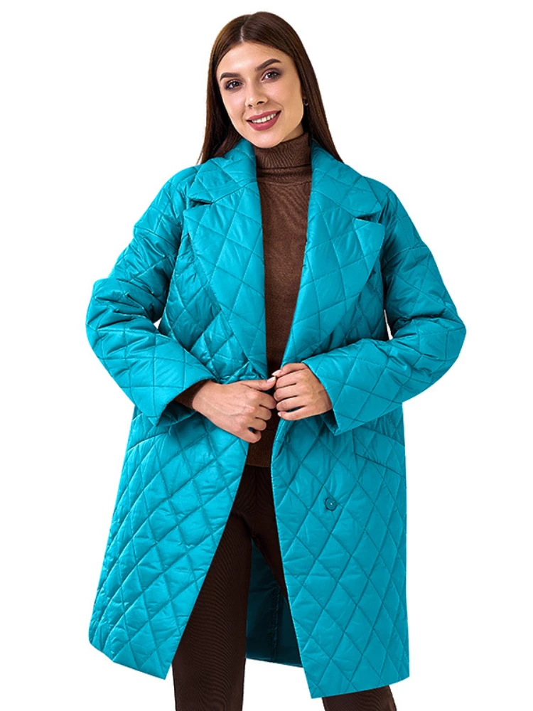 

New In Fashion Woman Blouse 2023 Women's Cotton Winter Jacket Clothes Slim Waist Long Coat Quilted Office Lady Belt Parkas