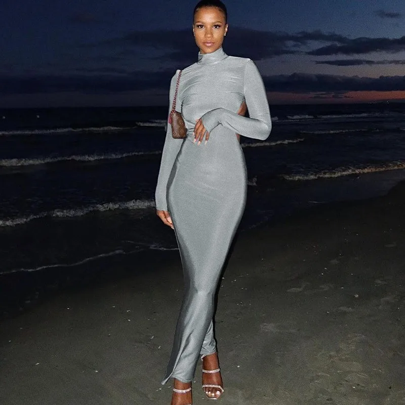 

Summer Dress 2023 Women Cover Up Swimwear Pareo Beach Clothes For Long Sleeve Backless Solid Spandex Swim Suit Saida Beachwear