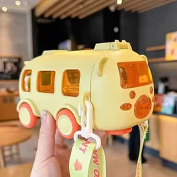 Cute Bear - Shaped Children's Water Bottle with Shoulder Strap - 500ml - 500ml (Yellow)