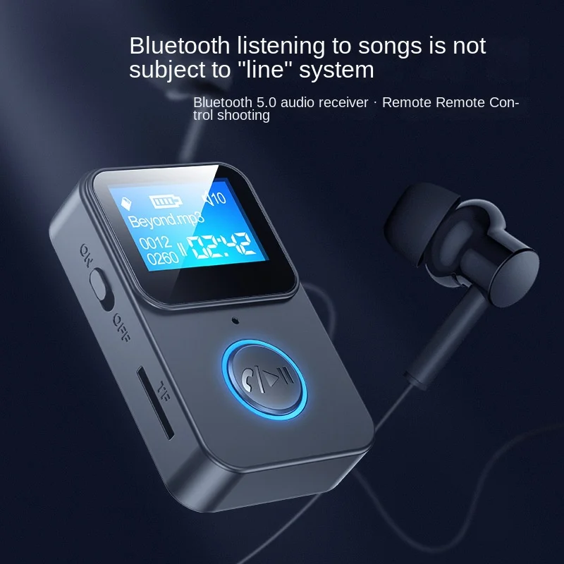 

New Bluetooth 5.0 Audio Adapter Wireless Receiver with Screen Bluetooth MP3 Player Remote Control Photography