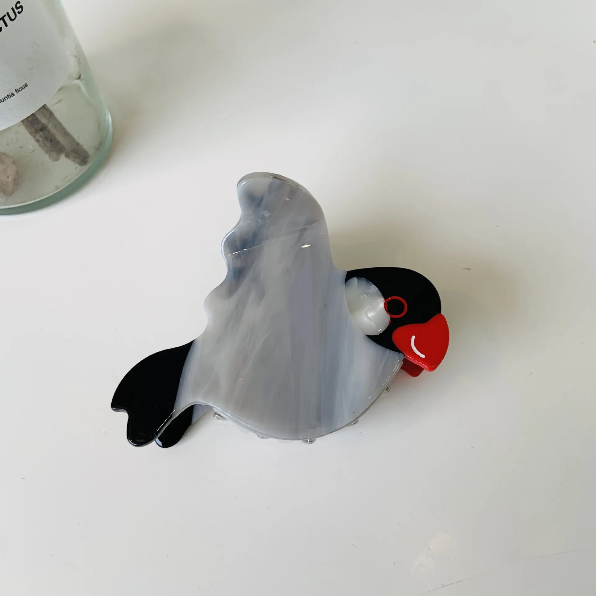 Damen-Clip, Vogel-Acetat-Clip, schwarzer Schwan-Clip, Leopardenmuster, Vogel, Tier, Papagei, Haar-Accessoires, einfache, lustige Hai-Clip-Mode_voghion.com