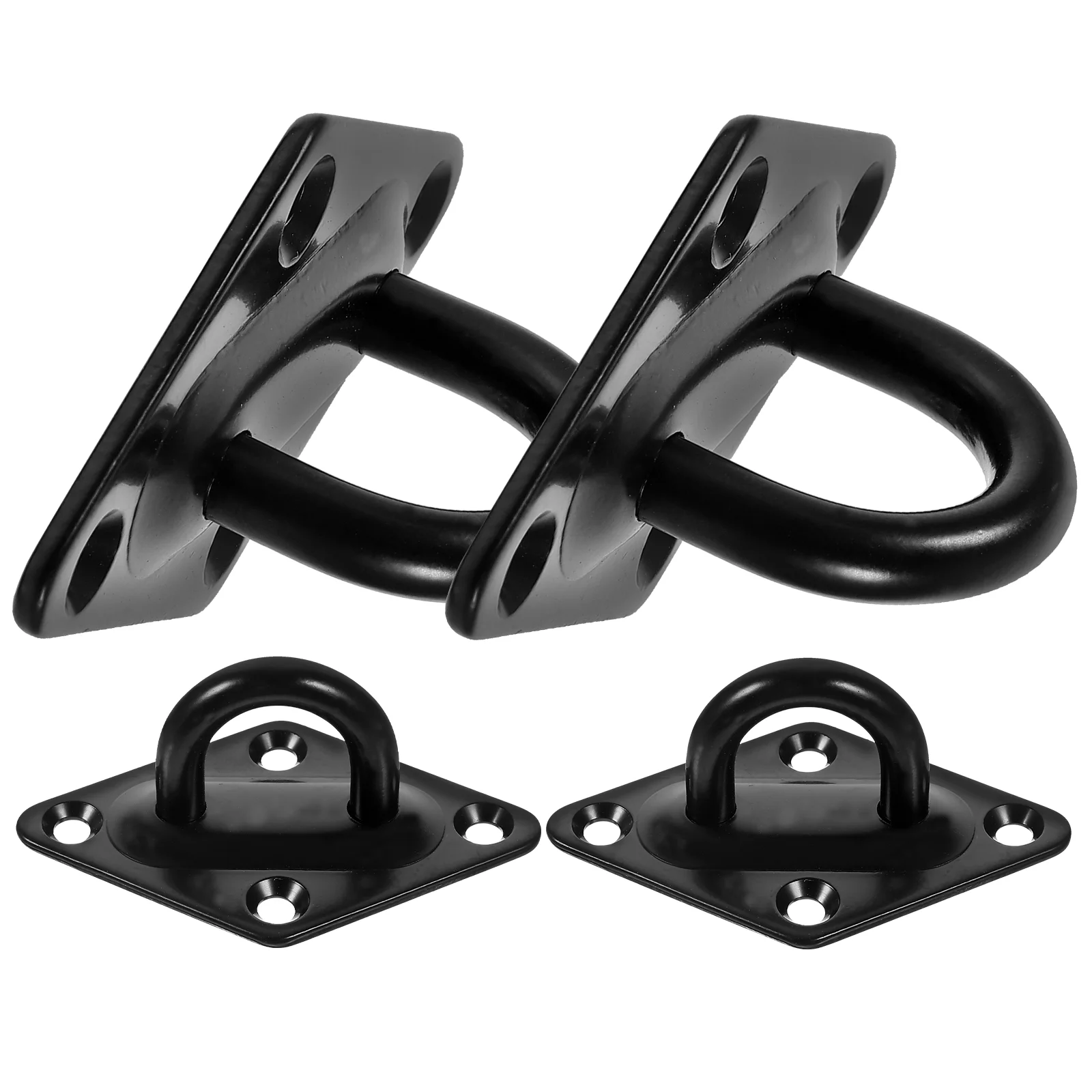 Black Hooks for Hanging Pad Eyes Plate Stainless Steel Ceiling Fixed Heavy Duty Wall Mounted 4 Pcs, stainless steel hooks
