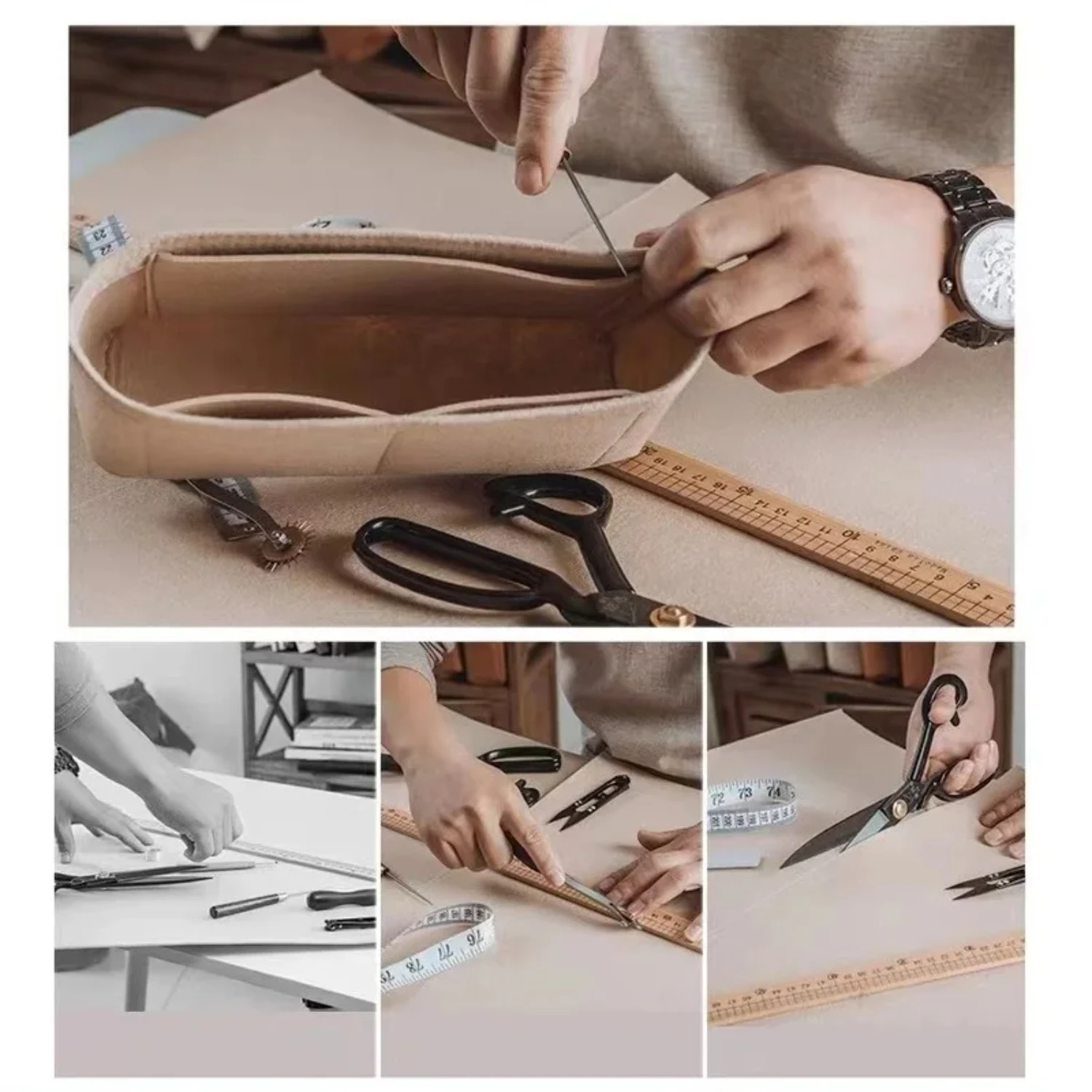 For Garden Party 30 36 Felt Cloth Insert Speedy Bag Organizer Makeup Handbag Organizer Travel Inner Purse Cosmetic Mommy Bags
