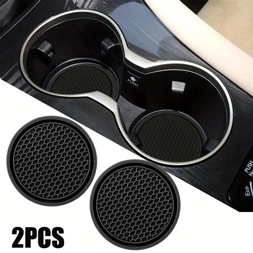 Cup Holder Coasters 2pcs Black Car Auto Cup Holder Anti Slip Insert Coasters Pads Interior Accessories Universal Fits Most Cups
