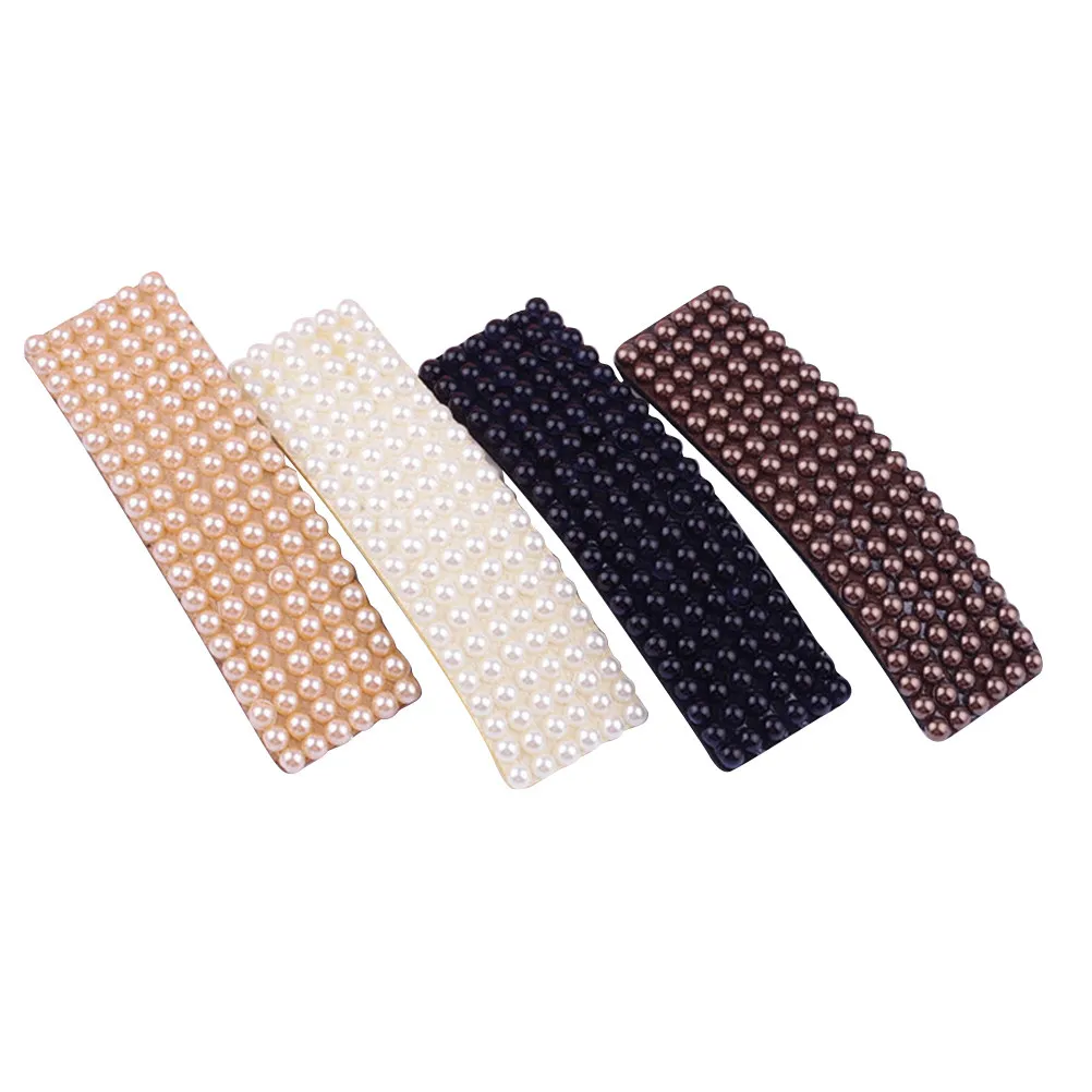 여성을 위한 4Pcs 진주 헤어 클립 강력한 그립이 있는 우아하고 심플한 헤어핀 결혼식 파티에 적합 일상 착용 패션 헤어