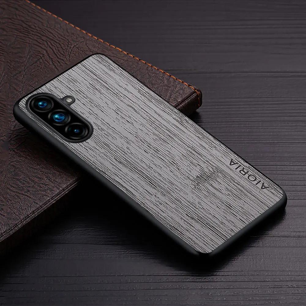 Luxury Bamboo Wood Pattern Leather Phone Case - Premium Design Cover