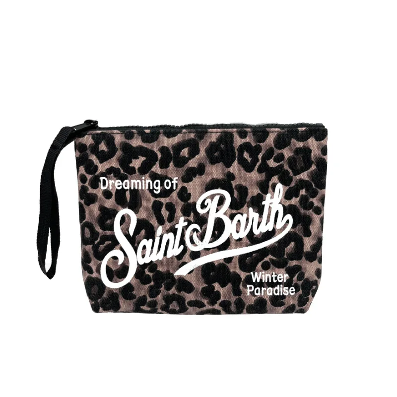 SAINT BARTH autumn and winter new handbag women's Clutch Bag leopard print canvas diving handbag 6