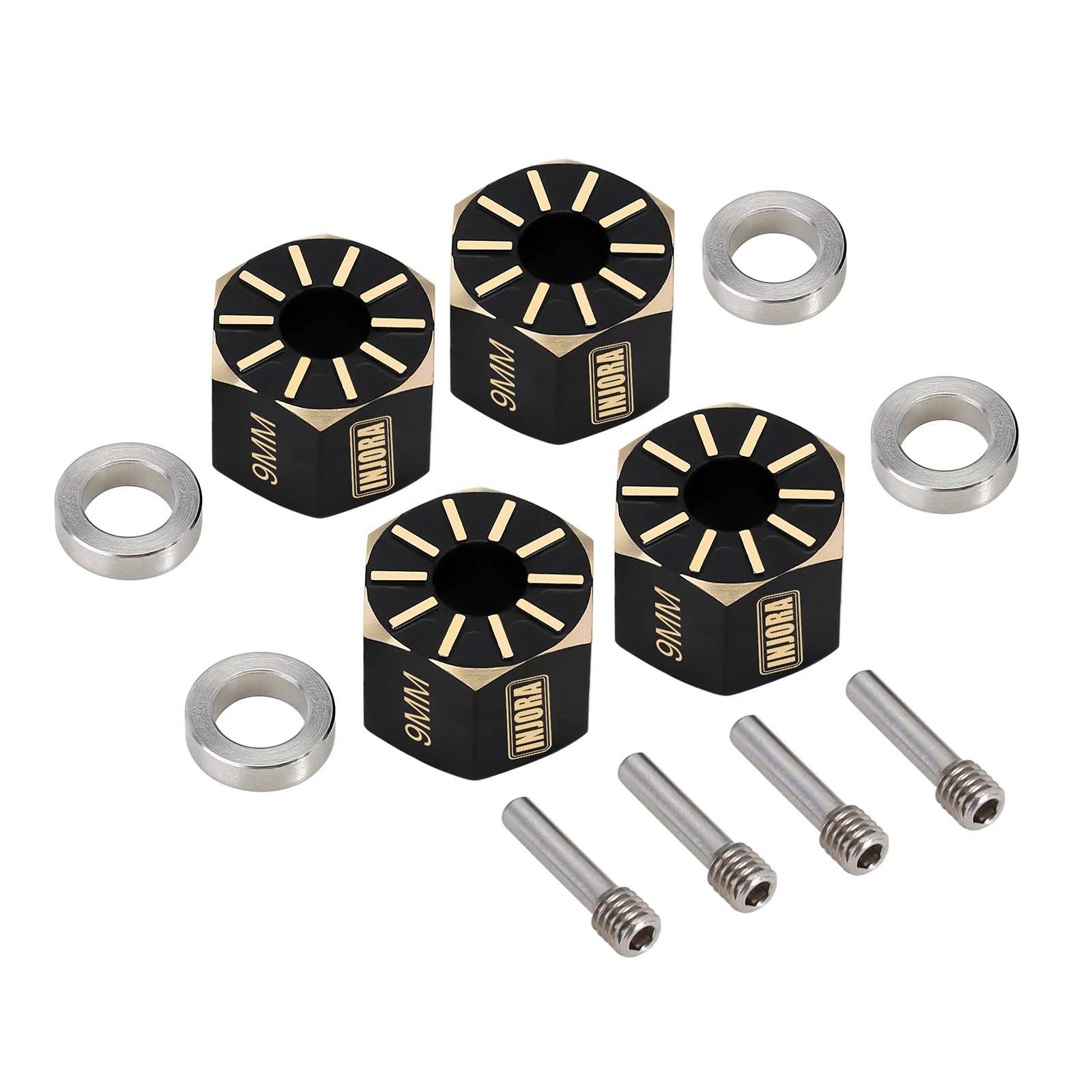 INJORA 12mm Brass Hex Hub Wheels For 1/10 RC Crawlers - Counterweight For Axial SCX10 & D90