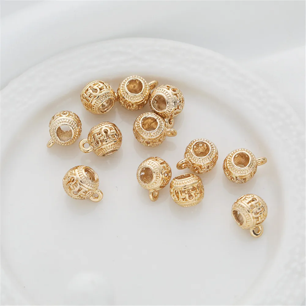 

14K gold bracelet bead isolation bucket bead belt hanging ring pendant buckle diy handmade string necklace hollowed out beads