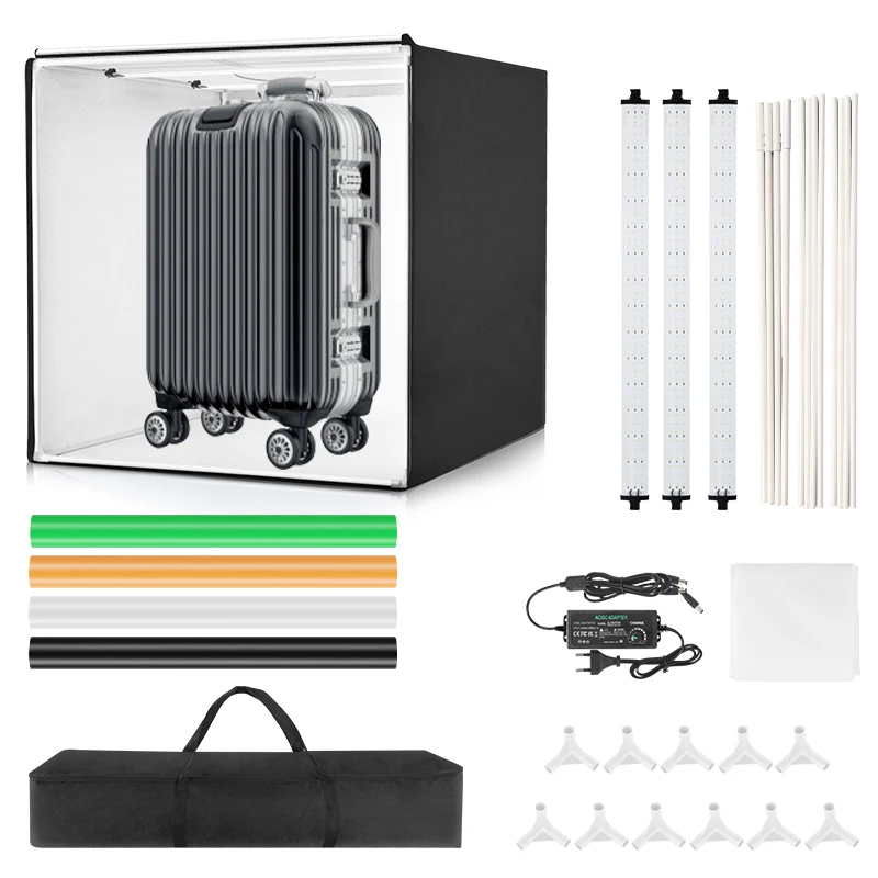 Light Box Photography 32"X32"X32" With 3 Led Lights And 4 Color Backdrops Soft Box With Dimmble Light For Photo Studio Item Tent