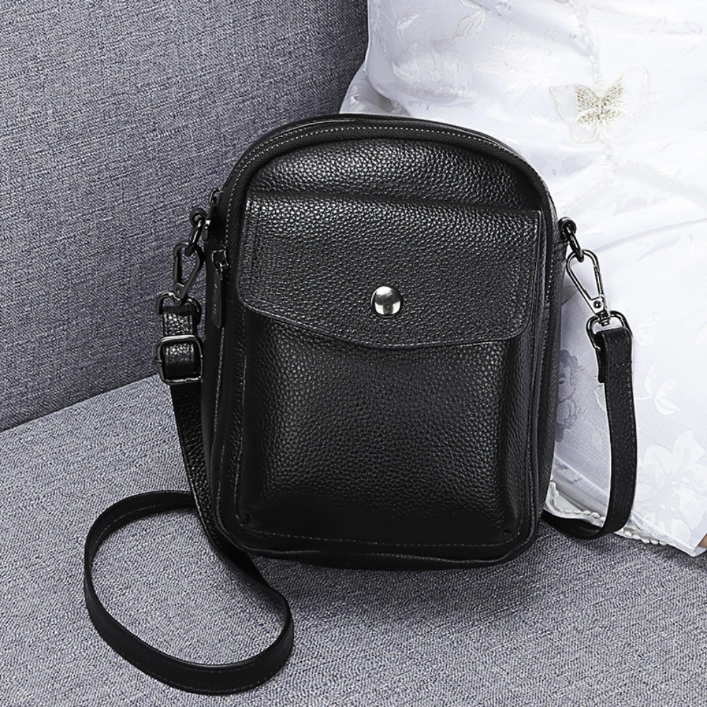 Genuine Leather Real Cowhide Women's Fashion Phone Bag Women Messenger Bag Small Shoulder Bag Crossbody Bags for Women