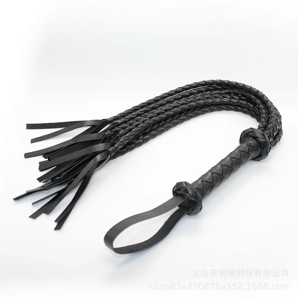 Black&Red Braided Handle Tails Handle Leather Flogger Handmade Horse Whip Horse Racing Flogger new 3