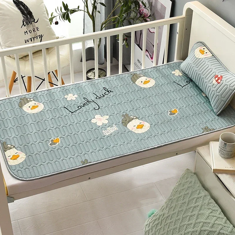 Baby Bed Mattress Breathable Ice Silk Mattress Nappy Changing Mat Washable Bed Sheet Cartoon Summer Sleeping Mat Colchoneta