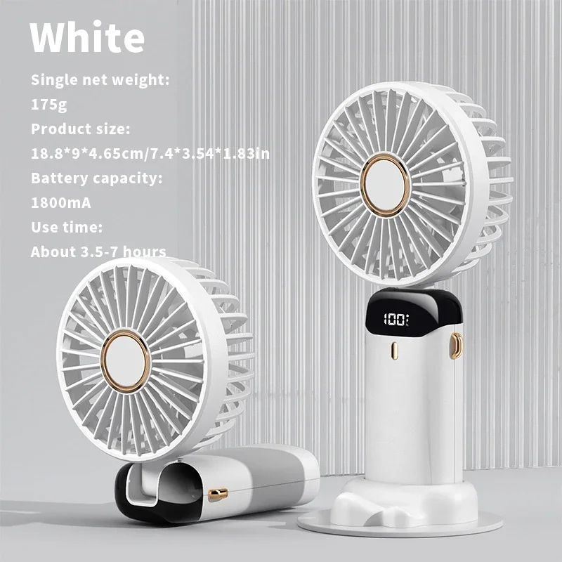 USB Handheld Mini Fan Cooler Foldable Portable Neck Hand Fans 5 Speed USB Rechargeable Fan with Phone Stand and Display Screen 10 Sbd04ca370f1f4e17b862176a2b4343b6c