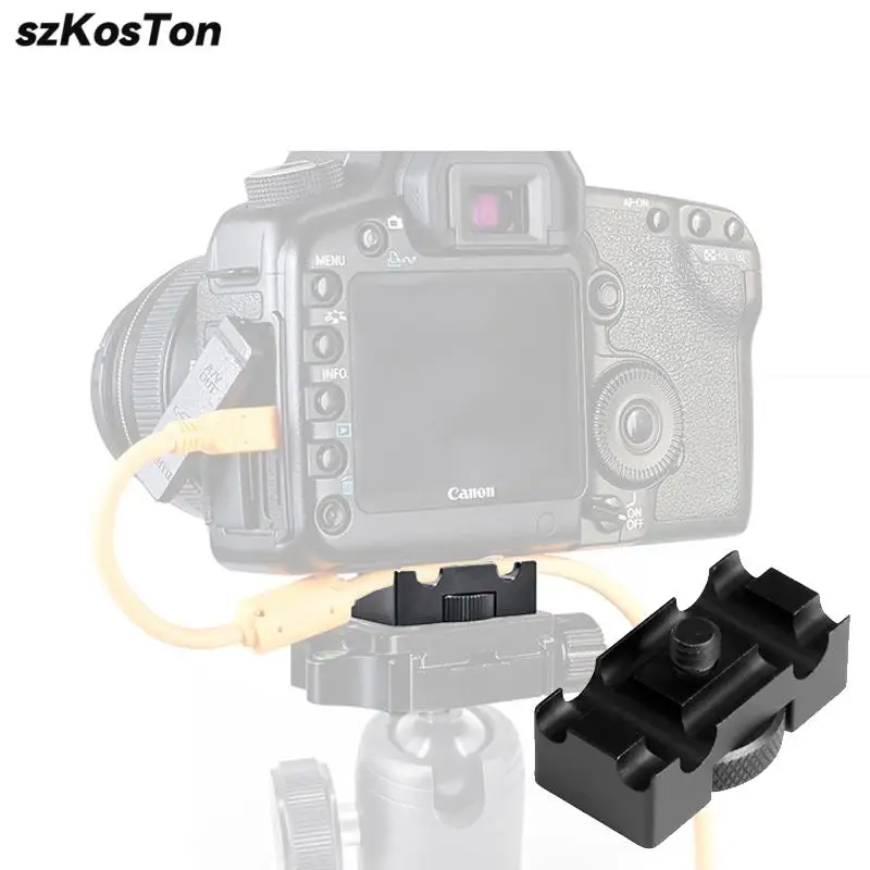 Tether - Fascetta per cavi in alluminio per fotocamera DSLR, cavo USB, clip di blocco, protezione cavi, supporto per treppiede
