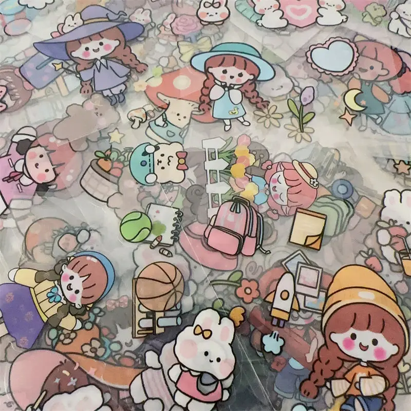 100PCS Non-repeatable Hand Account Stickers Cute Girl Cartoon Cute Decoration Waterproof Notebook Material Paper Stickers
