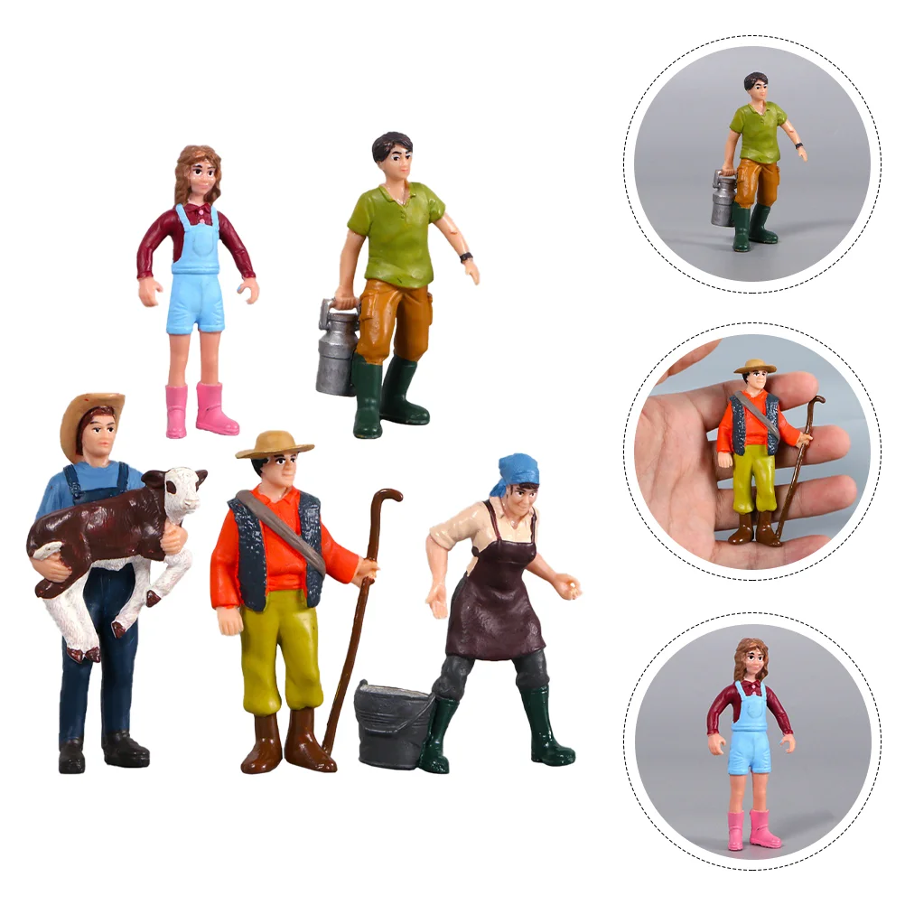 

People Figures Farmer Farm Figurines Model Miniature Toys Figure Painted Toy Layout Scale Plastic Kids Models Action Mini